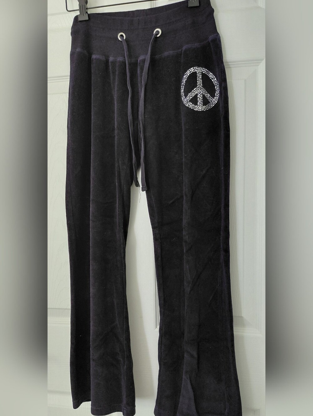Pink Rose Black Peace Sign Pants